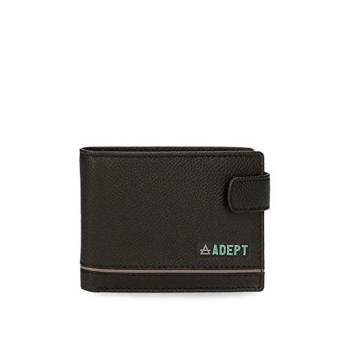 Adept Kurt Poziomy portfel z zapięciem na kliknięcie czarny 11x8,5x1 cm Skóra, Czarny, Poziomy portfel z zamknięciem kliknięcia