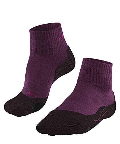 FALKE Damskie skarpety trekkingowe TK2 Explore Wool Short, wełna, 1 para, czerwone (Burgundy 8593), 41-42
