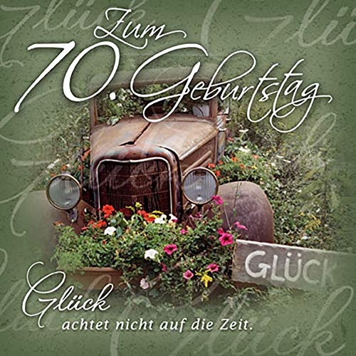 Perleberg Kartka urodzinowa Romantica Oldtimer - szlachetna kartka na 70 urodziny z kopertą - piękne kartki urodzinowe 15 x 15 cm - kartka urodzinowa dla udanej niespodzianki