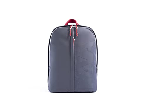 NAVA DESIGN Plecak Medium Organizowany z jedną komorą i przednią kieszenią Pionową, Kolor Szary/Czerwony - Wymiary 43 x 31 x 13 cm