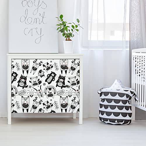 Naklejki Meble dziecięce - Klej meblowy do pokoju dziecięcego i niemowląt - Skandynawskie zwierzęta - 40 x 60 cm