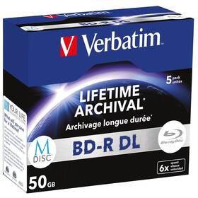 Dysk Verbatim M-DISC BD-R DL 50GB, 6x, jewel case 5 ks (43846)