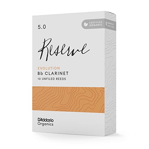 D'Addario Organic Reserve Evolution Bb Stroiki klarnetowe - Stroiki do klarnetu - Pierwsza i jedyna organiczna trzcina - Siła 4,5, Opakowanie 10 sztuk