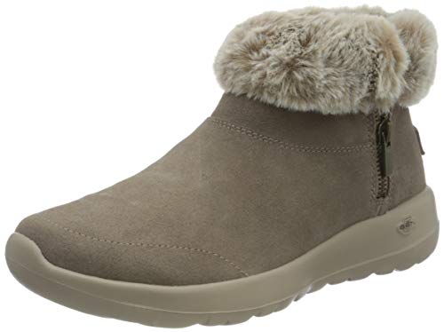Skechers Damskie botki Joy na podróż, ciemnoszarobrązowe (taupe), zamszowe, 37 EU, ciemnoszarobrązowy zamsz, 37 EU