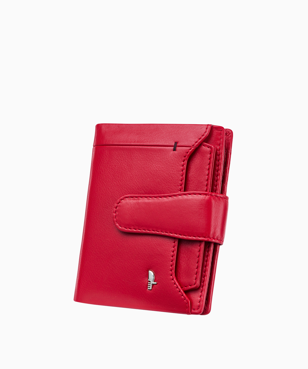 PUCCINI Czerwony portfel damski skórzany z etui na wizytówki