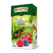 Big-Active Big-Active Zielona herbata liściasta z owocem maliny 100 g