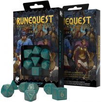 Q-Workshop RuneQuest Turquoise & Gold Dice Set (8)