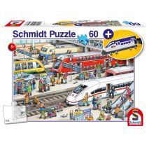Schmidt Puzzle 60 Dworzec kolejowy + zawieszka na bagaż G3