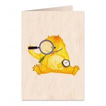 Cozywood Karnet drewniany C6 + koperta Misiek z lupą