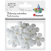 Titanum Ozdoba materiałowa Kwiaty 3D z perełką 15szt