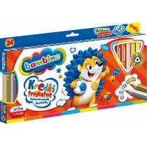 Kredki trójkątne Bambino w oprawie drewnianej 24 kolory + temperówka