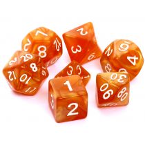 Rebel Komplet kości RPG Perłowe Ciemnożółte białe cyfry) OD 24,99zł