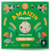 AMAIZIN (mleko kokosowe, tortilla, chipsy, inne) TORTILLA WRAPS Z OTRĘBAMI (ŹRÓDŁO BŁONNIKA POKARMOWEGO) BIO 240 g - AMAIZIN 8718976015073