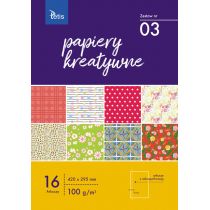 Tetis Zeszyt papierów kreatywnych A3 100g. 16 ark. KB031-03