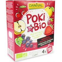 DANIVAL POKI - PRZECIER JABŁKOWY Z DODATKIEM CZERWONYCH OWOCÓW I CZARNEJ PORZECZKI 100% OWOCÓW BEZ DODATKU CUKRÓW BIO 4x90 g - DANIVAL