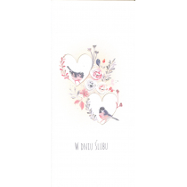 MAK Karnet Ślub DL S42 - Ślub Ptaszki w sercu