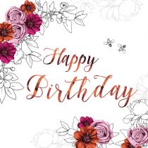 Karnet Swarovski kwadrat Urodziny kwiat różowy Clear Creations