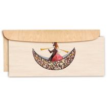 Cozywood Karnet drewniany DL z drewnianą kopertą Ślub łódka