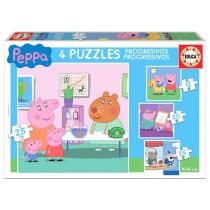 Educa Peppa Pig Progressive Puzzle 12, 20 i 25 sztuk Borrás 16817), różne kolory/model (wersja hiszpańska) 16817