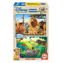 Educa 13144 Puzzle drewniane Disney Animal Friends, 2 X 50-częściowy