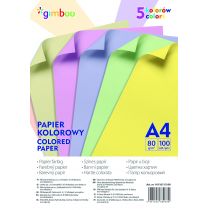 GIMBOO Papier kolorowy GIMBOO, A4, 100 arkuszy, 80gsm, 5 kolorów pastelowych 14110115-99