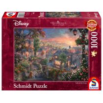 Schmidt Spiele Puzzle 59490 Thomas Kinkade, Disney, Susi und Strolch, 1000 części Puzzle, kolorowe