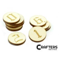 Znaczniki drewniane okgrągłe cyfry 22x3mm 10szt Nowa