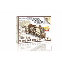 Wooden.City Drewniane puzzle 3D Wooden Express + tory kolejowe