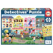 Educa 18894 Ciudad Infantil de piezas. Móntalo y busca los objetos escondidos. Detectives Stadt. Puzzle dla dzieci z 50 części. Ustaw je razem i znajdź ukryte przedmioty, kolorowe 18894