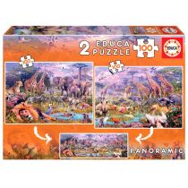 G3 Puzzle 2x100 Dzikie zwierzęta panorama)