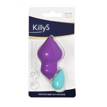 INTER-VION KillyS - MAGICZNE GĄBKI 3D - Zestaw dwóch gąbek do aplikacji kosmetyków - Różowy stożek i mini niebieskie jajko INTDKSMJA