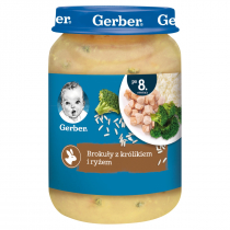 Gerber Obiadek brokuły z królikiem i ryżem dla niemowląt po 8 miesiącu 190 g