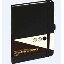Grand NotatnikA5/80K linia z gumką czarny