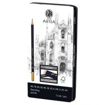 ASTRA art-pap Zestaw Ołówków Do Szkicowania Astra Artea Mix 12 Sztuk Metalowym Pudełku