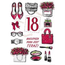 STAMP Karnet Party naklejany B6+koperta Urodziny 18 wz09