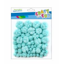 Craft with Fun Ozdoba dekoracyjna Pompon Tkan 60szt niebieski Mix 12/144