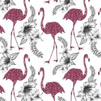 Karnet Swarovski kwadrat Etniczne flamingi Clear Creations