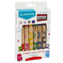 Kredki ołówkowe + temperówka Jumbo Starpak 6 kolorów