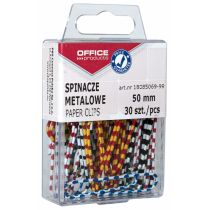 Spinacze metalowe powlekane Zebra Office Products 50mm 30 sztuk mix kolorów