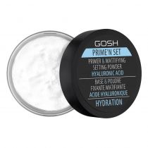 Gosh PrimeN Set Primer and Mattifying fiksująco-matująca puder/baza transparentny 3w1) z kwasem hialuronowym 7 g