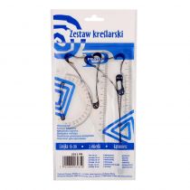 Zestaw geometryczny kreślarski PRATEL z nadrukiem HELIO z linjką 16 cm etui /2011 PR/ AM537