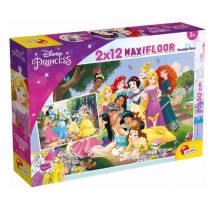 Lisciani Giochi 86566 Disney Supermaxi 2 x 12 Princess Puzzle dla dzieci, wielokolorowe 86566