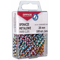 Фото - Затискачі для паперу Office Products Spinacze biurowe 28mm  powlekane 100szt zebra /18082855-99/ 