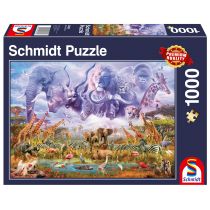 Schmidt Spiele Puzzle 58356 Zwierzęta w punkcie wodnym, 1000 części puzzle, kolorowe