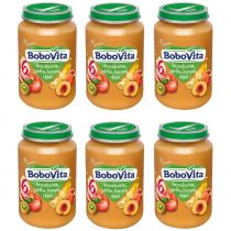 BoboVita Deserek Brzoskwinie jabłka banany i kiwi po 6 miesiącu zestaw 6 x 190 g
