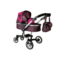 Import LEANToys Wózek dla lalek Alice czarny w różowe groszki 5245-uniw