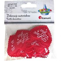 Ozdoba materiałowa serca I Love You czerwone 15szt - Titanum