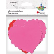 Dekoracje piankowe serca z falbanką mix 8szt - Titanum