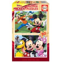 Educa Infantiles Madera de piezas. +4 aos. Ref. 18880 Disney Mickey and Friends. 2 puzzle dla dzieci z 50 elementami z drewna 18880