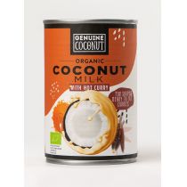 Bio GENUINE COCONUT (kokosy świeże do picia) COCONUT MILK CURRY - NAPÓJ KOKOSOWY Z CURRY (17 % TŁUSZCZU) BEZGLUTENOWY 400 ml (PUSZKA) - GENUINE COCONUT